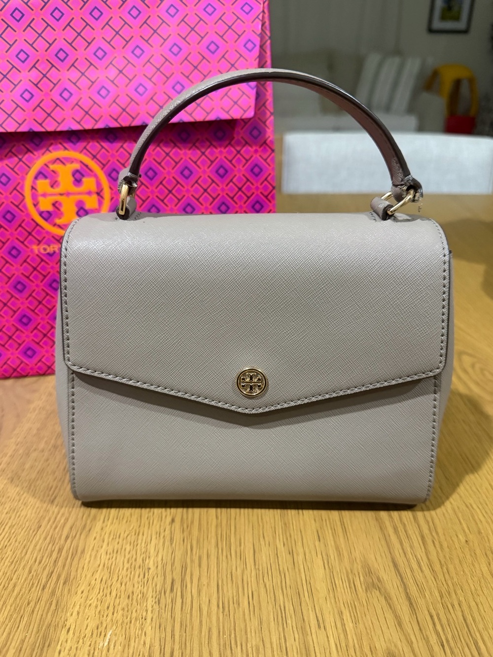 Tory Burch Leather Robinson Small Top Handle Bag